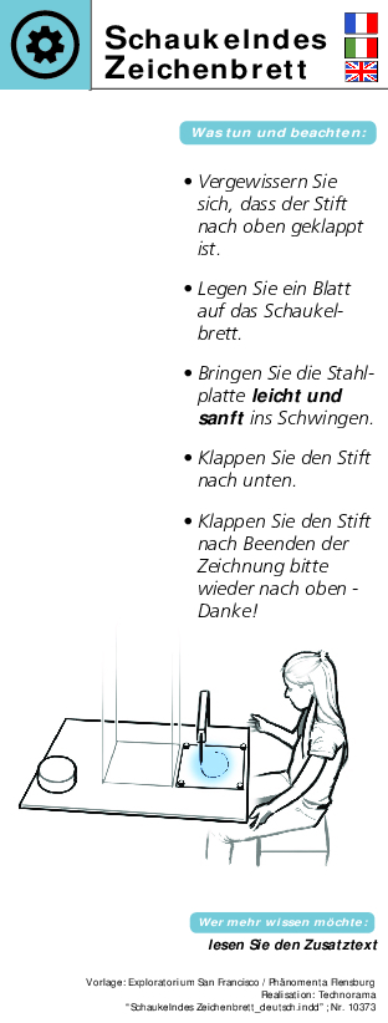 Schaukelndes Zeichenbrett deutsch